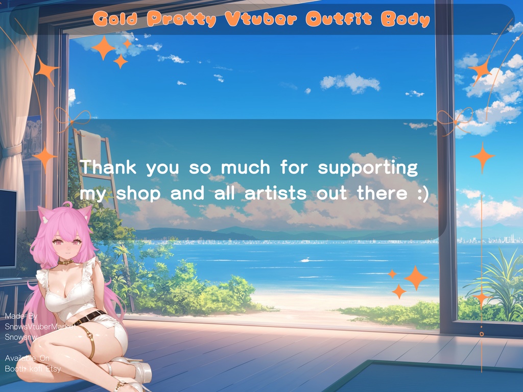 Gold Pretty Vtuber Outfit Body | Ready to Use