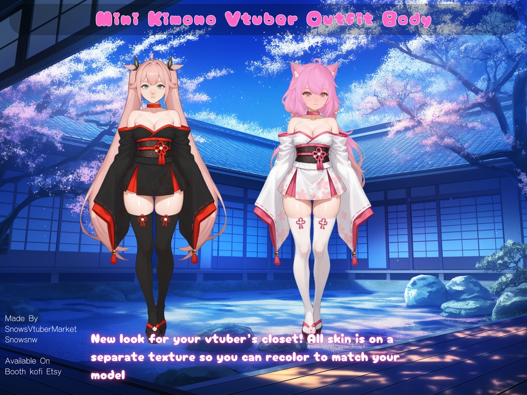 Mini Kimono Vtuber Outfit Body | Ready to Use