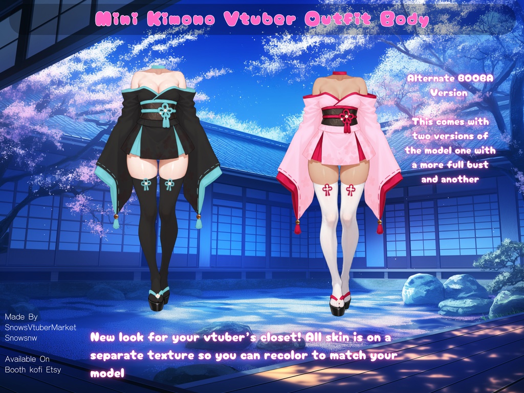 Mini Kimono Vtuber Outfit Body | Ready to Use