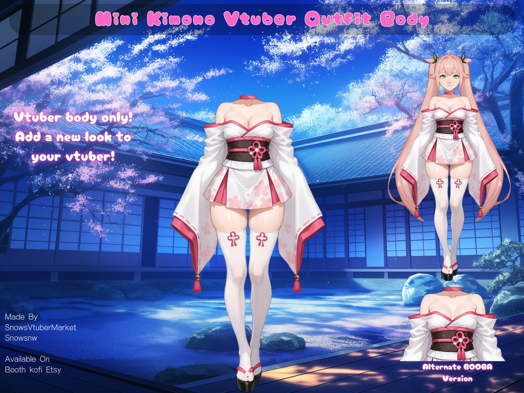 Mini Kimono Vtuber Outfit Body | Ready to Use
