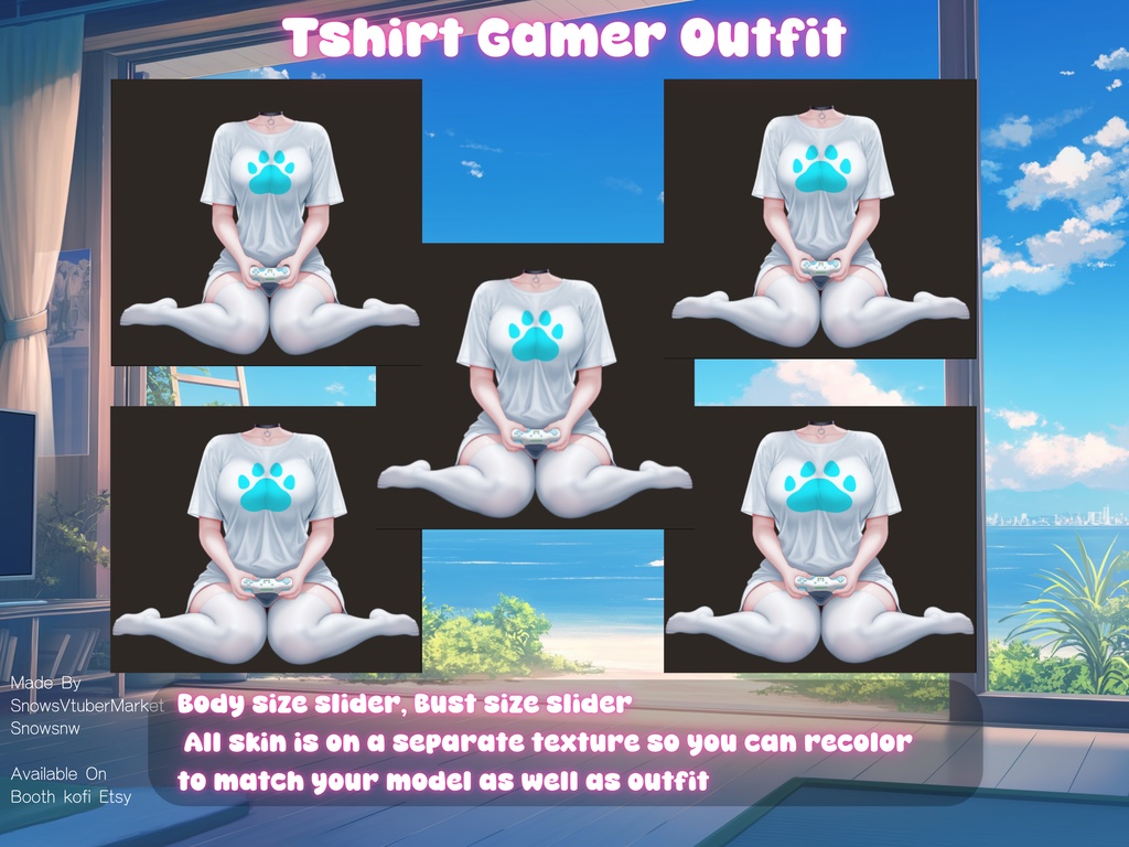 Tshirt Gamer Vtuber Outfit Body | Ready to Use