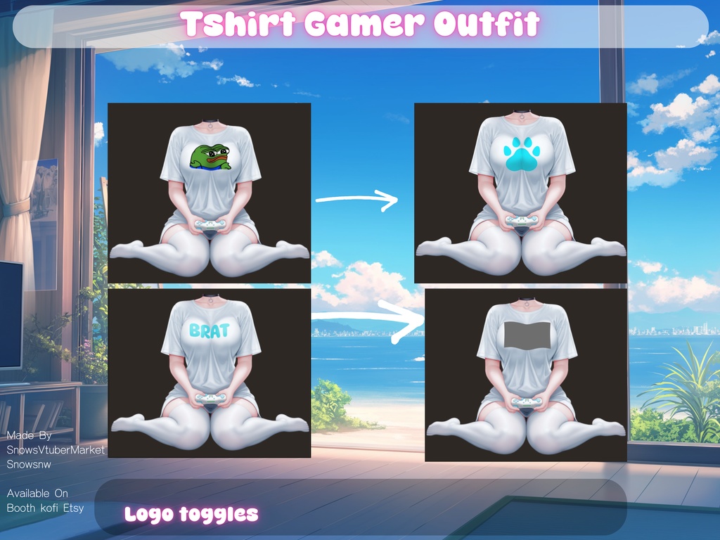 Tshirt Gamer Vtuber Outfit Body | Ready to Use