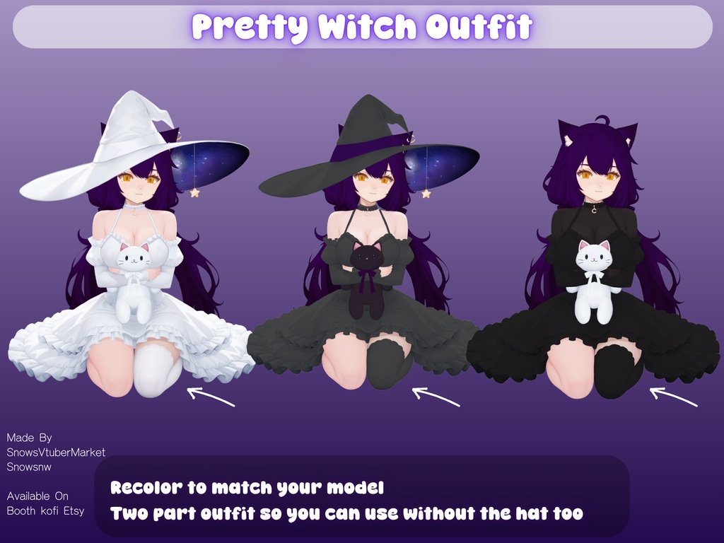 Pretty Witch Vtuber Outfit Body | Ready to Use