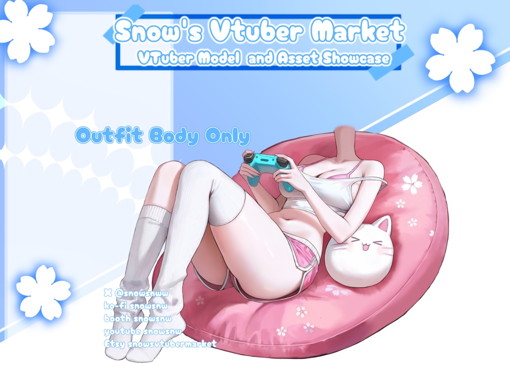 Bean Bag Gamer Vtuber Asset | Outfit and Body only | Adorable Outfit