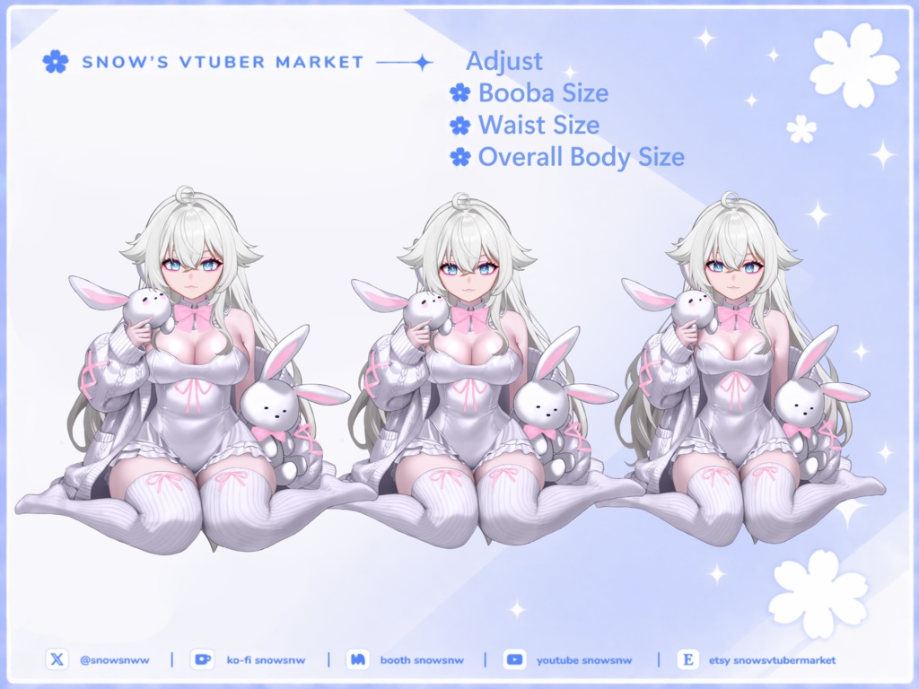 Ribbon Bunny Vtuber Asset | Outfit and Body and Bunny Ears only | Adorable Outfit