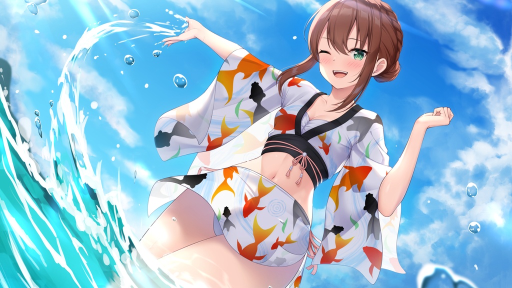 妹ちゃん浴衣水着A4タペストリー