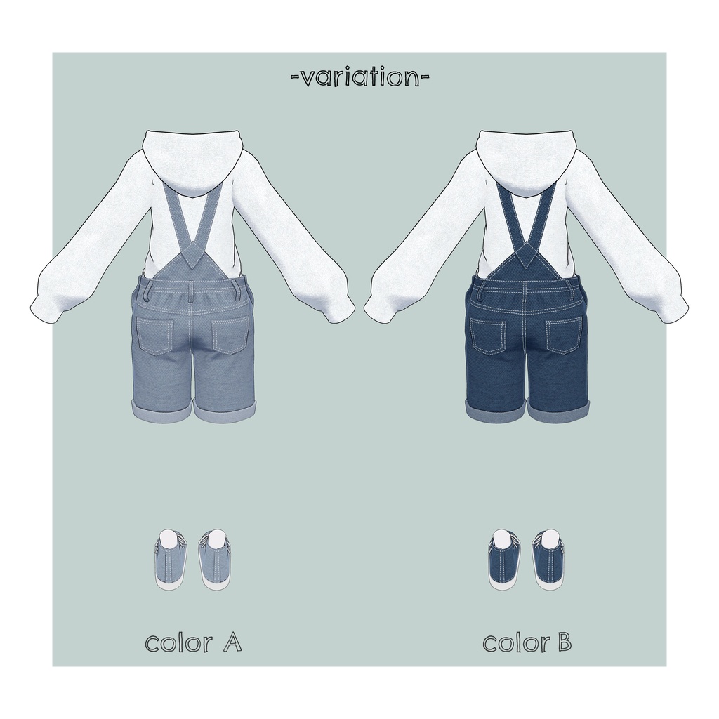 【竜胆専用】オーバーオールセット3D衣装【VRC想定】