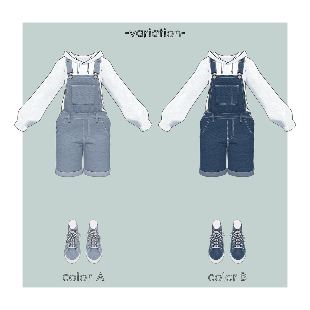 【竜胆専用】オーバーオールセット3D衣装【VRC想定】