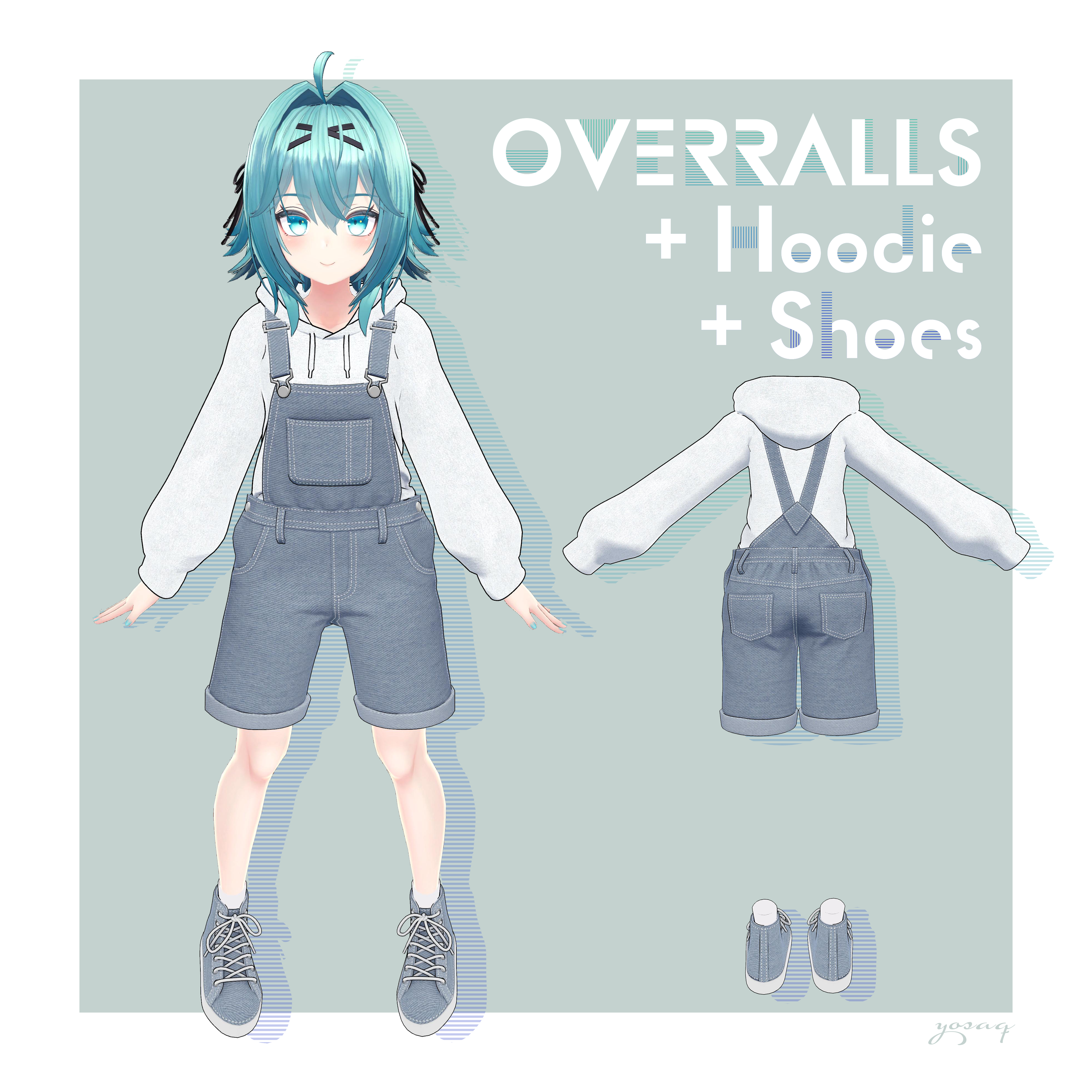 【竜胆専用】オーバーオールセット３D衣装【VRC想定】