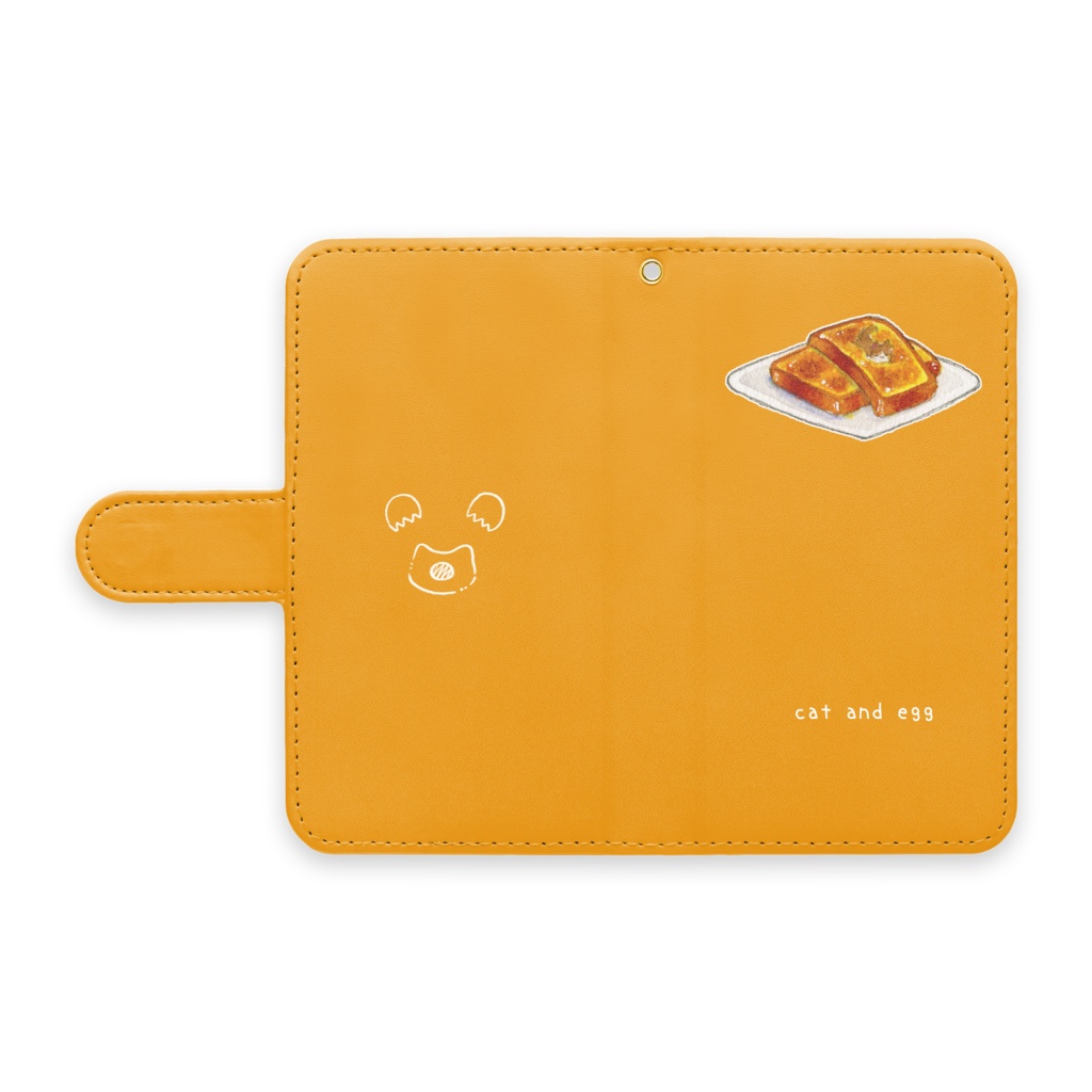 ねことたまご-ふれんちとーすと 手帳型スマホケース