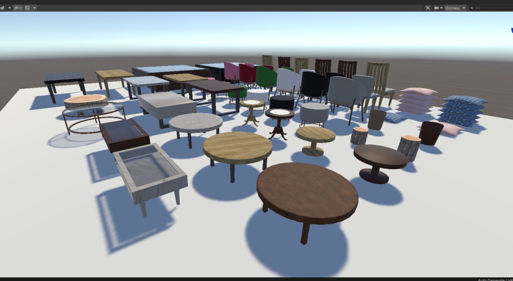 テーブルとイスが多すぎるアセット(合計51点)