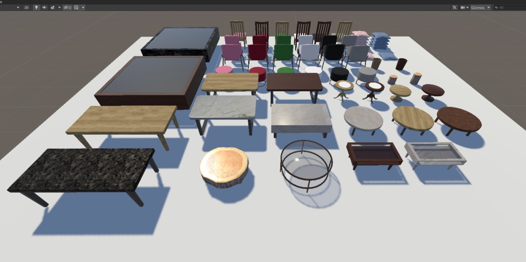 テーブルとイスが多すぎるアセット(合計51点)