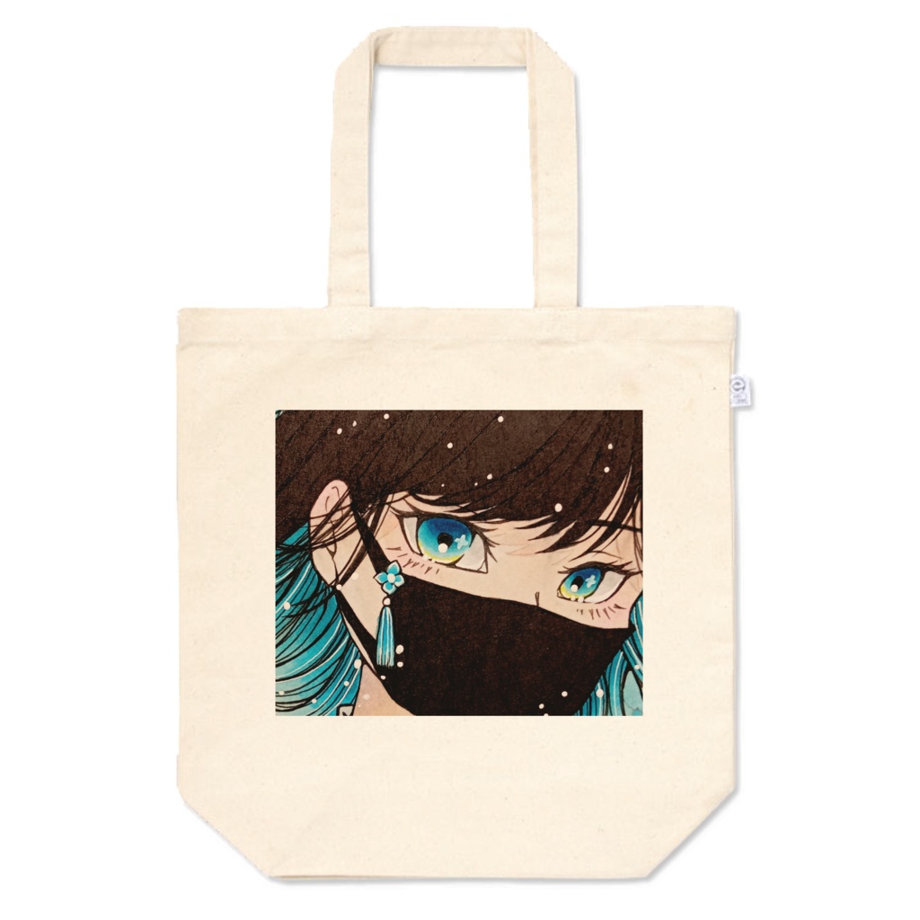 黒マスクの女の子トートバッグ