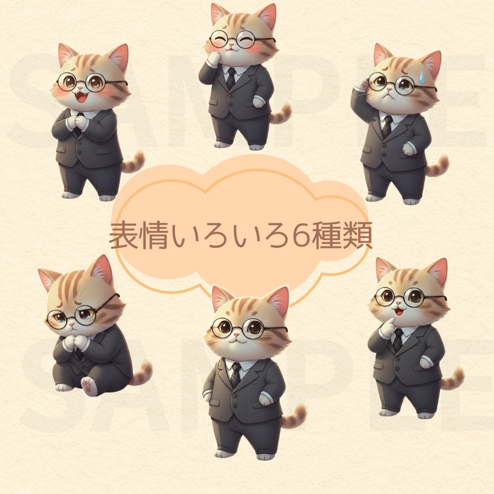 ビジネススタイルの猫・表情セット