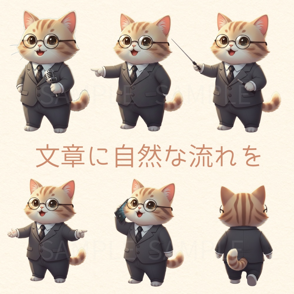 note・ブログで使いやすい。先生役のオフィス猫 挿絵素材