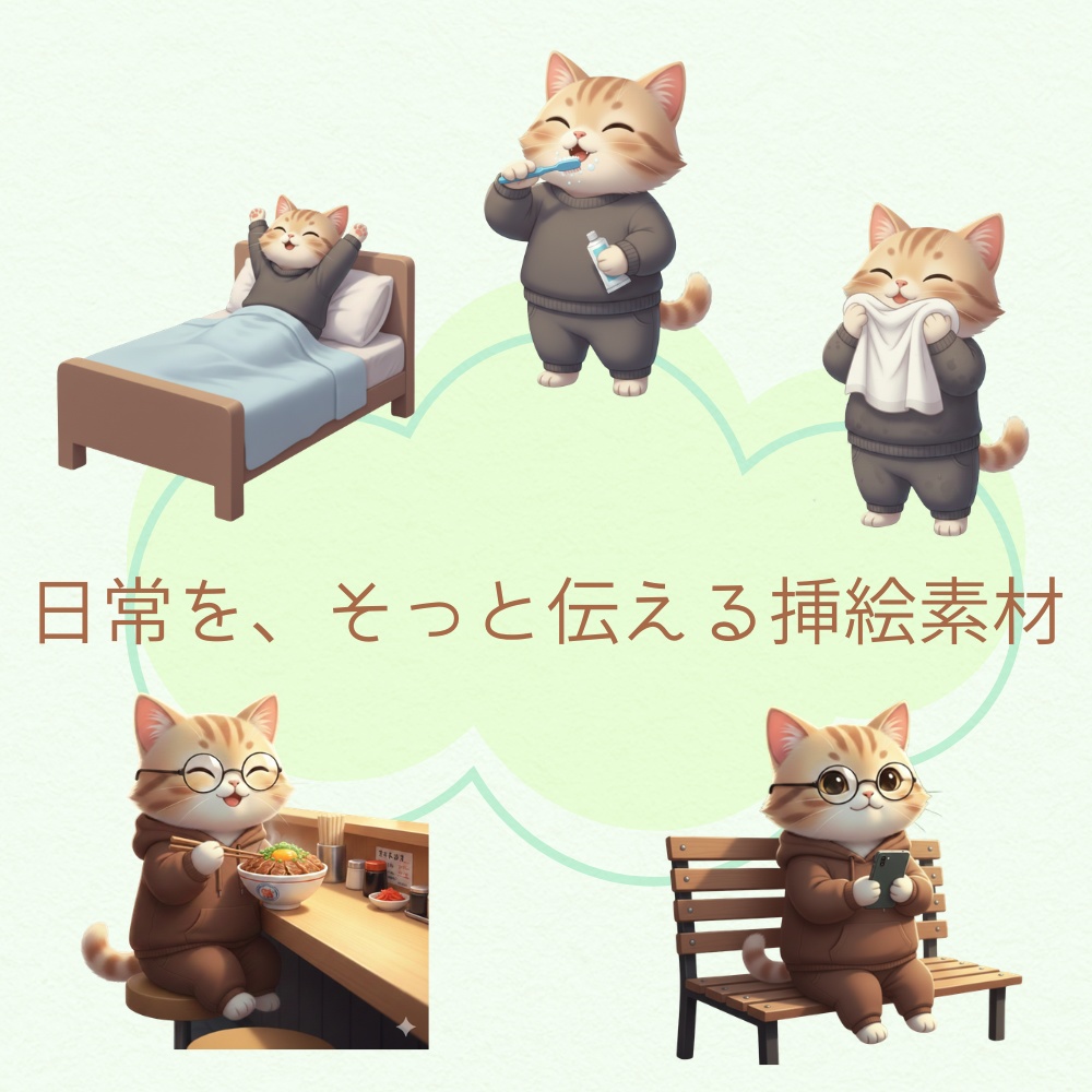 挿絵素材|ブログ・noteに使える何気ない1日のシーン