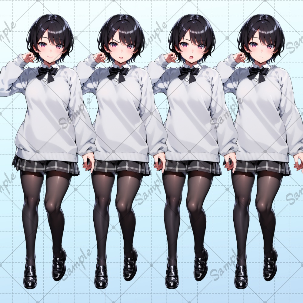 【全身立ち絵素材】女子生徒 セーター 差分4種類