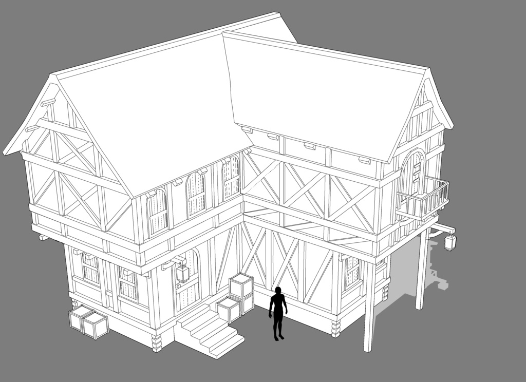 洋風二階建て木造家