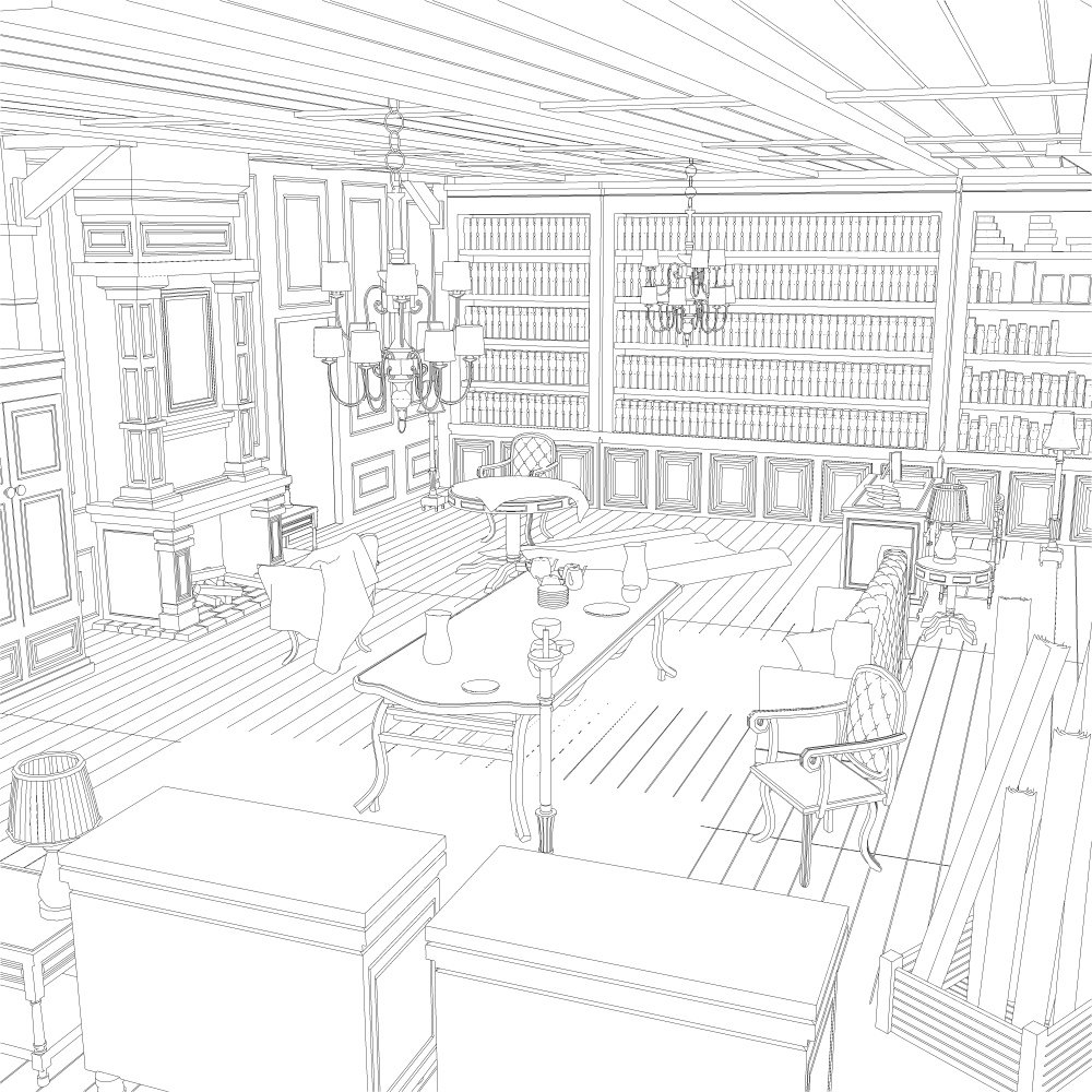 暖炉のある部屋