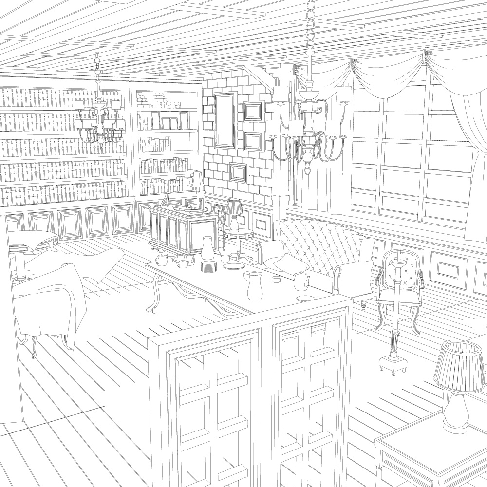 暖炉のある部屋