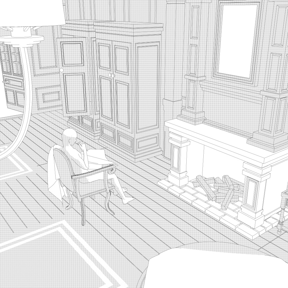 暖炉のある部屋