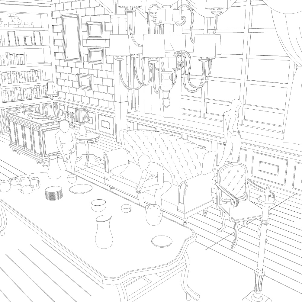 暖炉のある部屋