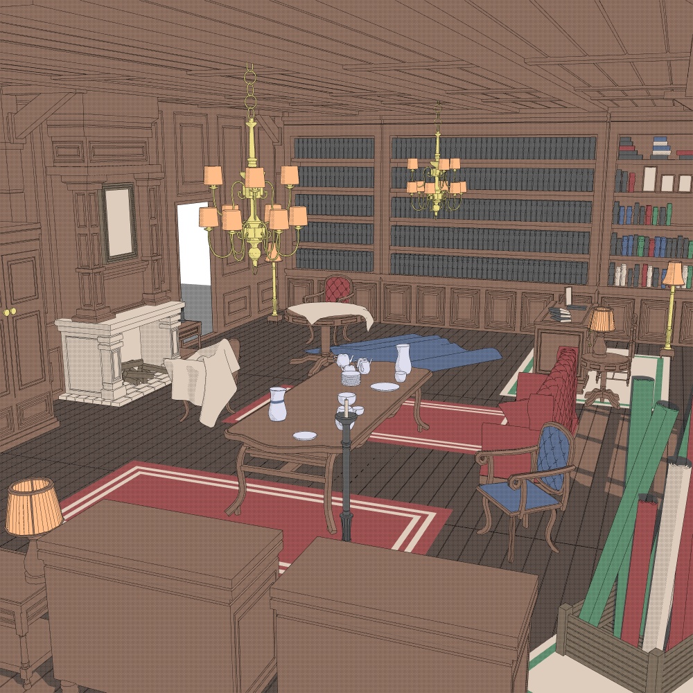 暖炉のある部屋