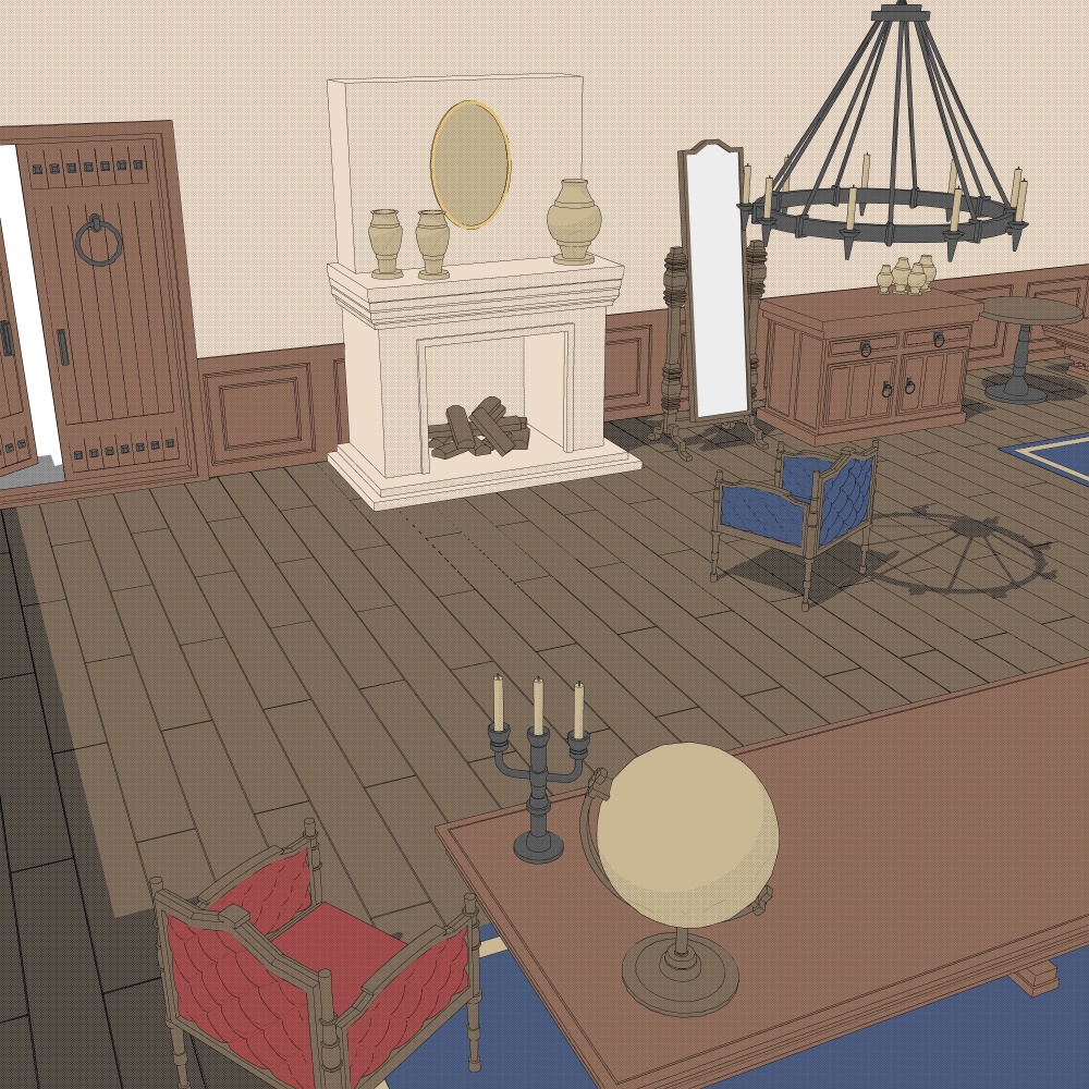 暖炉のある部屋