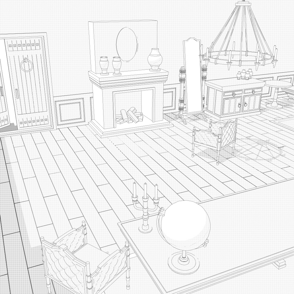 暖炉のある部屋