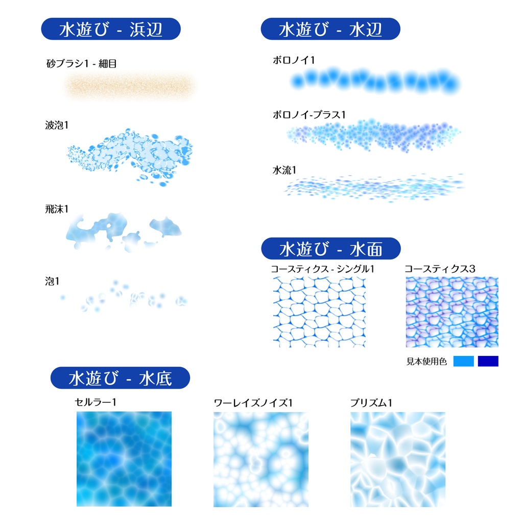 procreate用 水遊びブラシ(海や水面等を簡単に描くブラシ)
