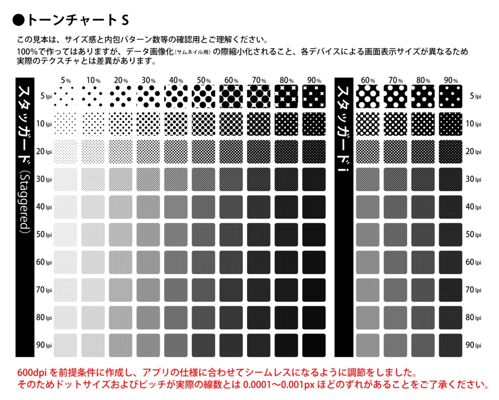 procreate用 ypトーン・ドット(600dpi相当のスクリーントーンのテクスチャブラシ)