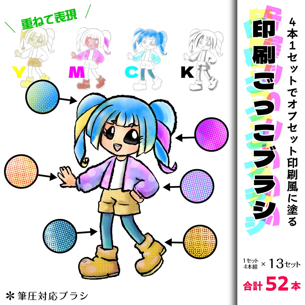 procreate用 印刷ごっこブラシ(オフセット印刷物のような表現で塗るブラシ)