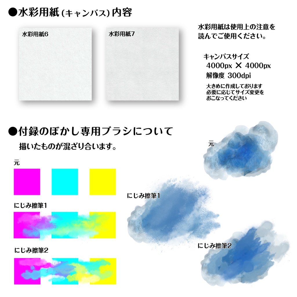 procreate用 流離彩色(水彩ブラシと水彩用紙データ)