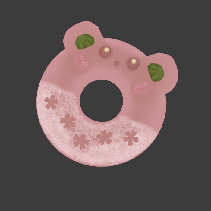 食べ物モデル くまパン(さくら味) F_008【オリジナル】