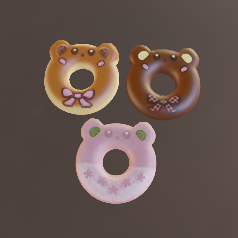 食べ物モデル くまパン(さくら味) F_008【オリジナル】