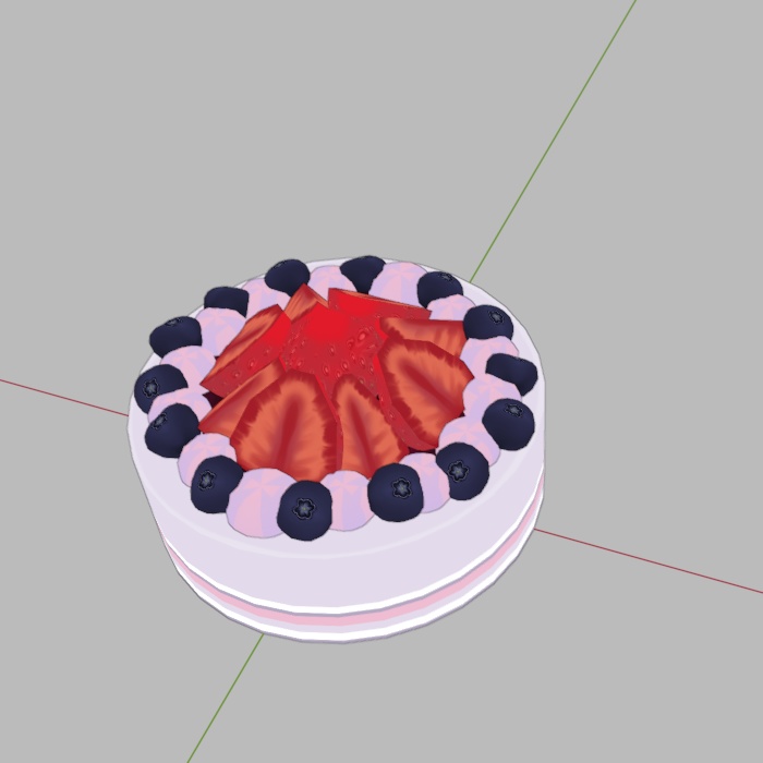 食べ物モデル ベリーのケーキ(いちご/ブルーベリー のみ可能)F_011【オリジナル】