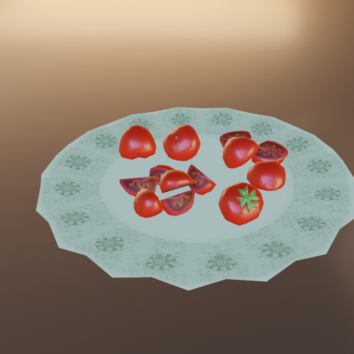 食べ物モデル ミニトマト(ヘタあり/ヘタなし・四分の一カット・半分カット)F_014【オリジナル】
