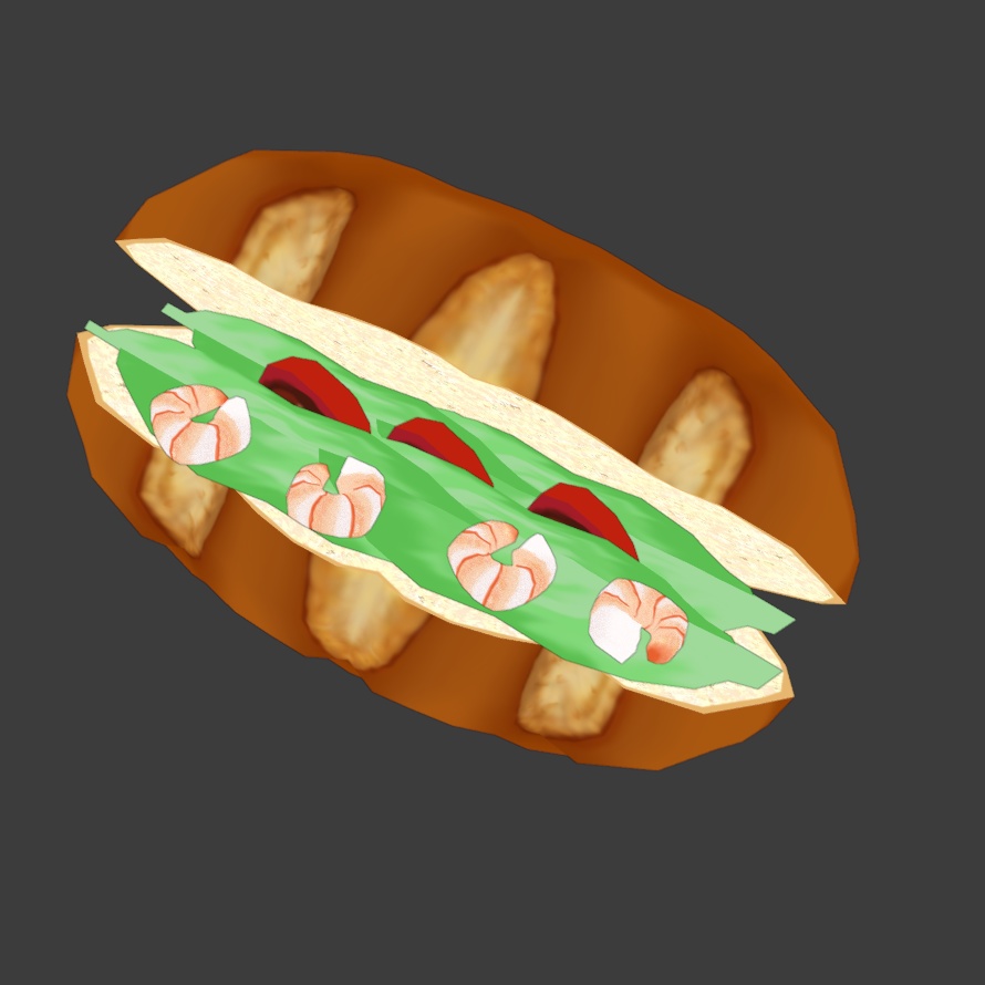 食べ物モデル サンドイッチ(エビトマト) F_017【オリジナル】