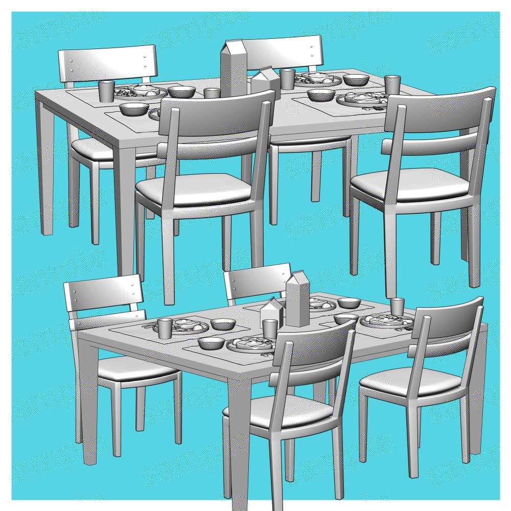 【クリスタ用3D】朝食付きテーブルセット