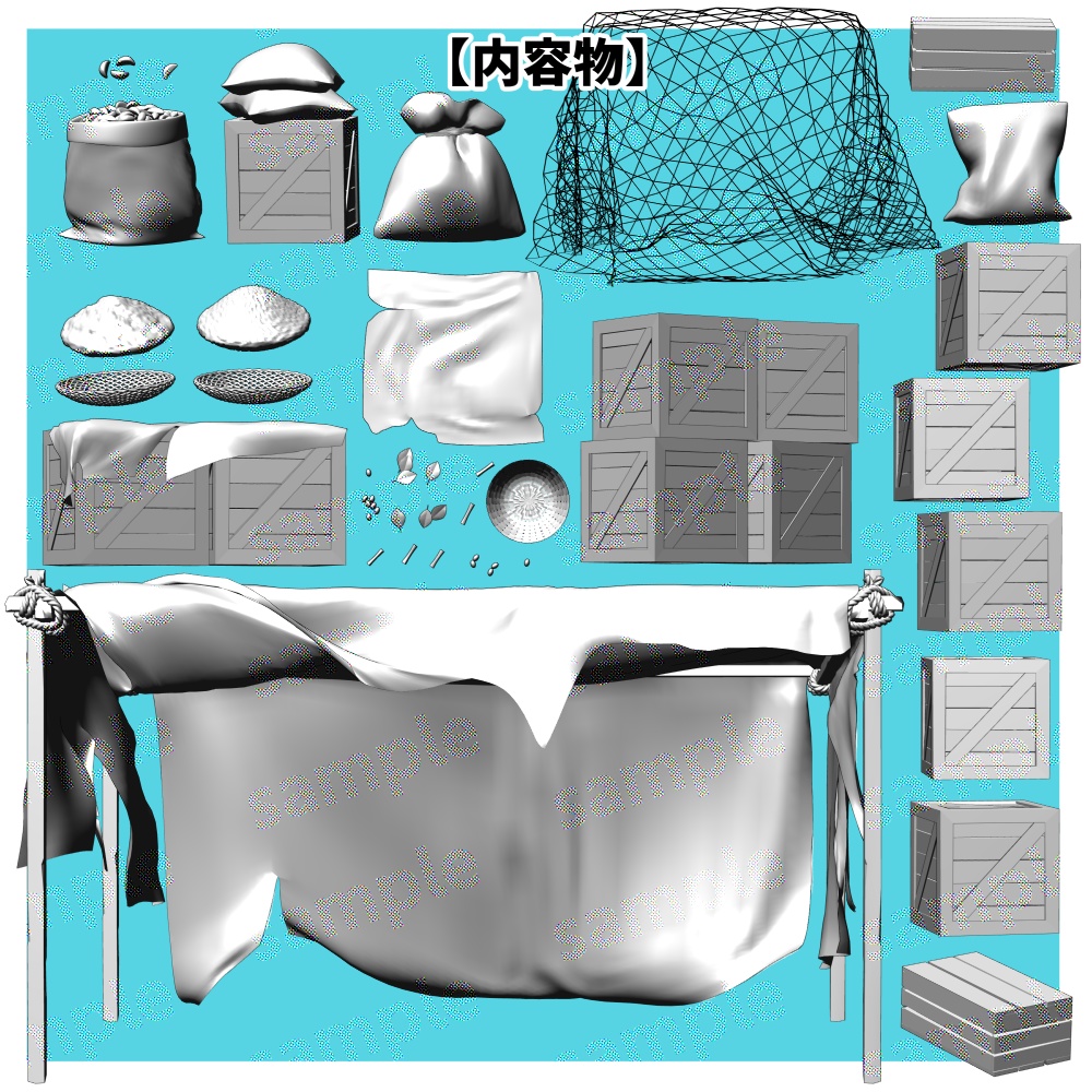 【クリスタ用3D】ちょっとボロボロな露店セット