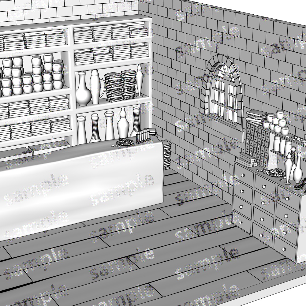 【クリスタ用3D】外観&内観付き雑貨屋さん