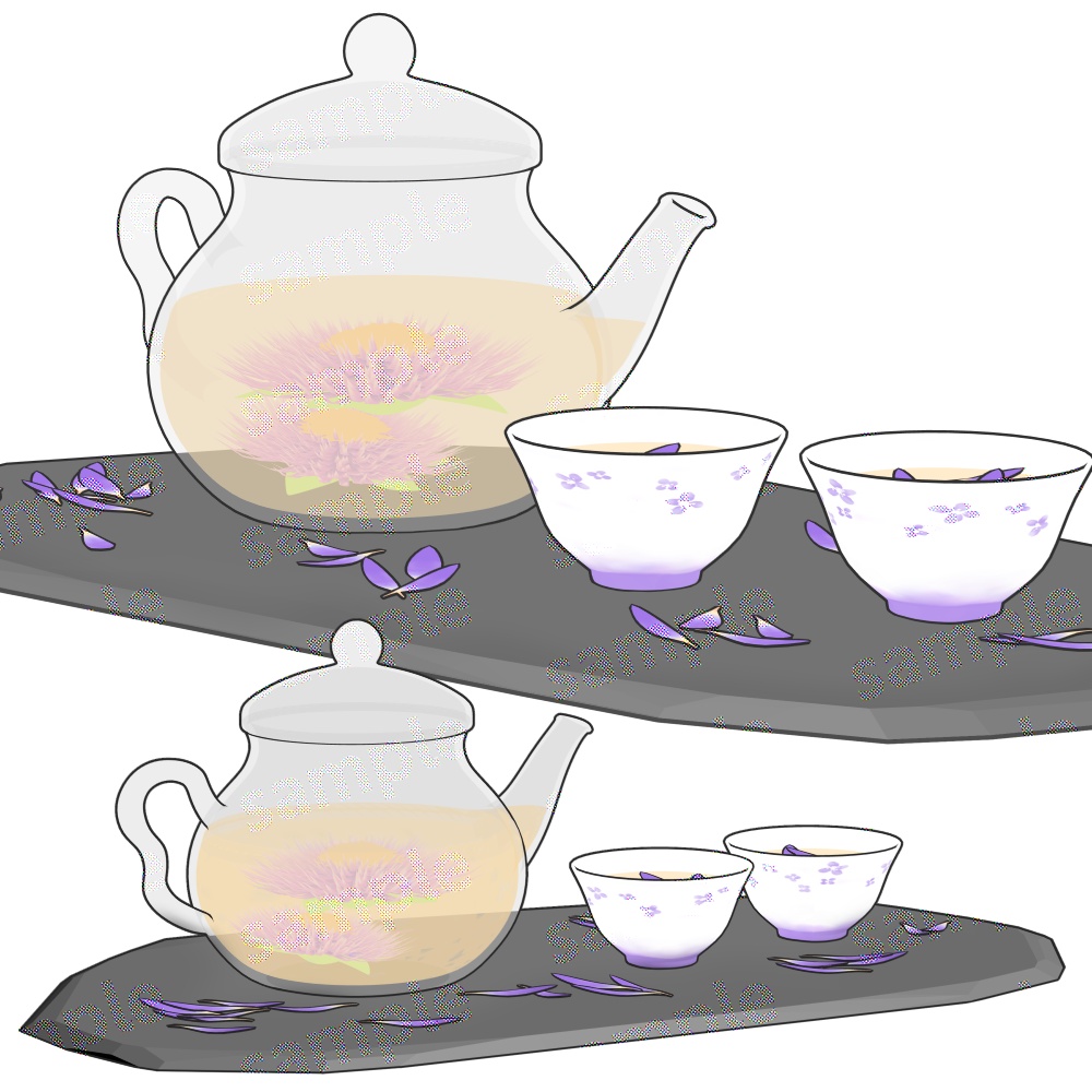 【クリスタ用3D】花茶セット
