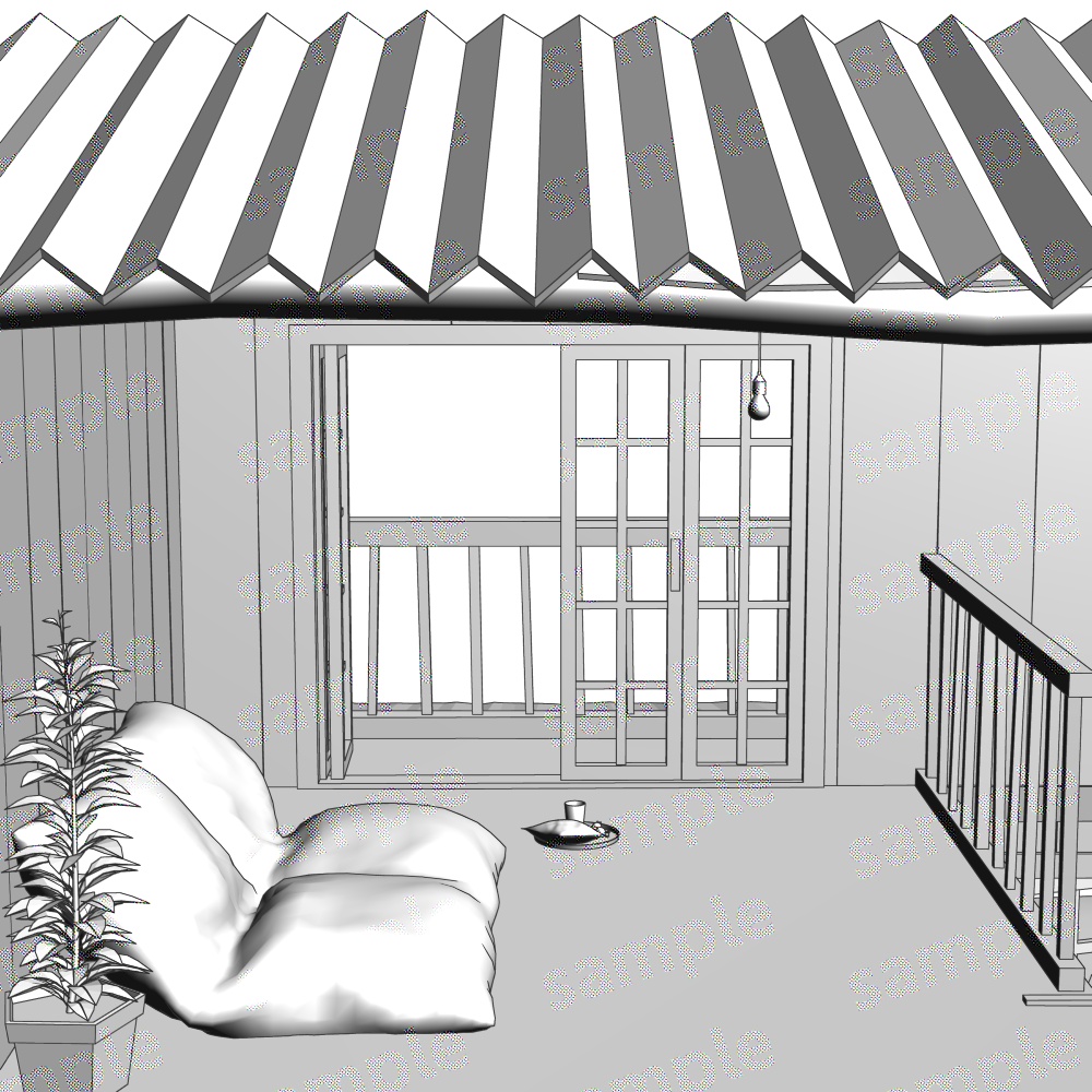 【クリスタ用3D】外観&内観付きコテージ
