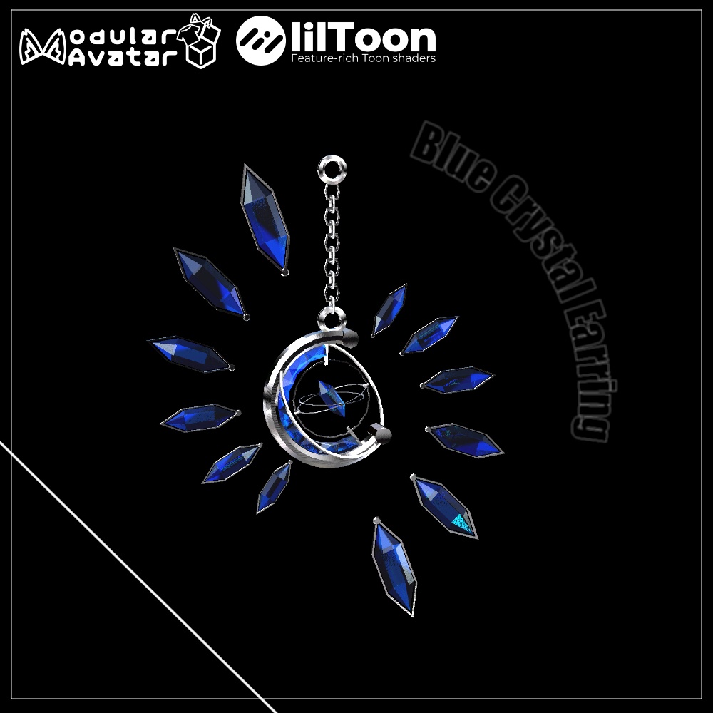 【VRChat】Blue Crystal Earring【MA対応】