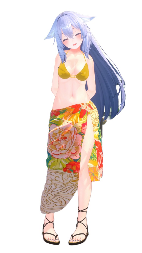 【狐薄 桔梗 カリン 対応】 ロングパレオビキニ 【VRChat】