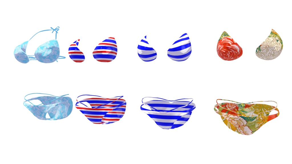 【狐薄 桔梗 カリン 対応】 ロングパレオビキニ 【VRChat】