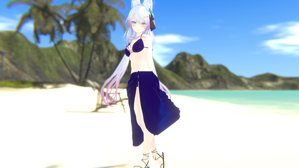 【狐薄 桔梗 カリン 対応】 ロングパレオビキニ 【VRChat】