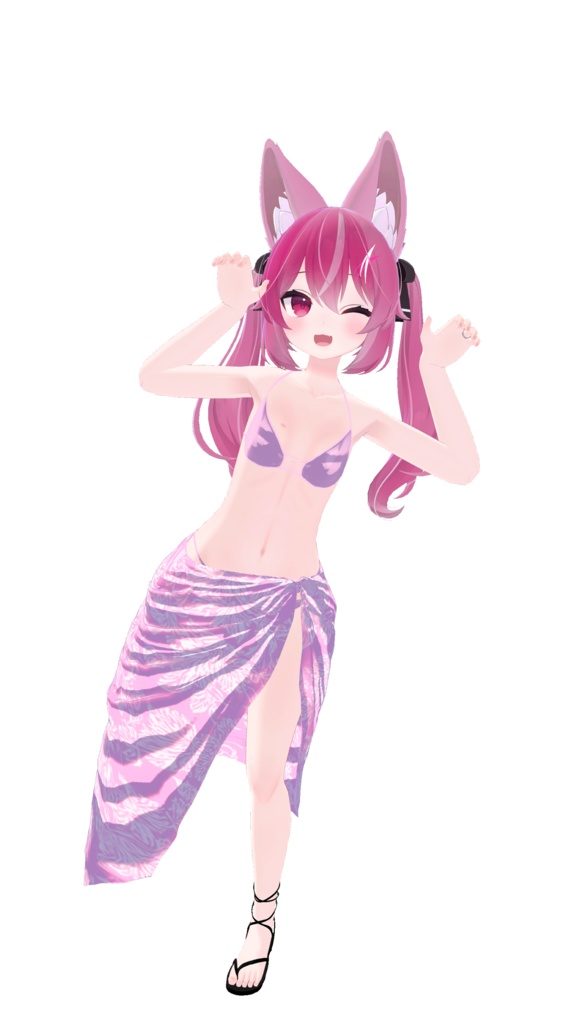 【狐薄 桔梗 カリン 対応】 ロングパレオビキニ 【VRChat】