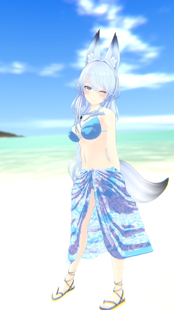 【狐薄 桔梗 カリン 対応】 ロングパレオビキニ 【VRChat】