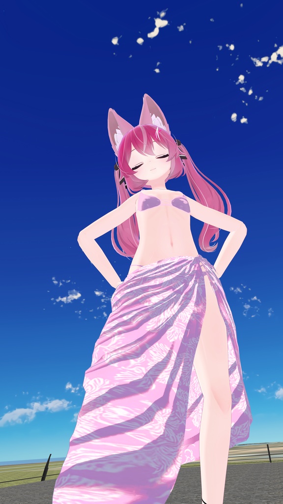 【狐薄 桔梗 カリン 対応】 ロングパレオビキニ 【VRChat】